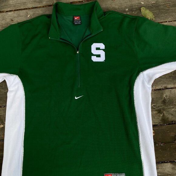 Vintage Nike Center Swoosh Michigan State Jersey T Shirt Green Large - Picture 12 of 16